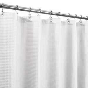 lot 20191 image: Barossa Design Honeycomb Waffle Weave Shower Curtain Cotton Blend Extra Long 84 inch Height, Hotel Luxury, Heavy Weight, Spa, Washable, White, 72x84 Fabric Shower Curtain for Bathroom - Retail $25