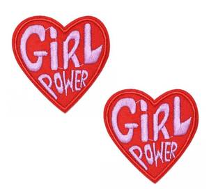 lot 20204 image: 2 pcs Girl Power Sew on or Iron on Embroidery Patches. - Retail $6