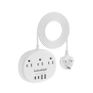 lot 20208 image: UK Adapters for Travel(13A), US to UK Plug Adapter with 3 Outlets 4 USB Ports (2 USB-C) Total Output 24W, Type G Travel Adapter for USA to British Ireland Scotland Hong Kong - Retail $16