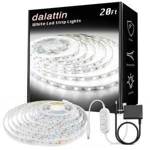 lot 20219 image: dalattin White LED Strip Lights, 20ft Dimmable Super Bright 24V Led Tape Light 6500K 360 LEDs Lights for Bedrooms, Mirror, Kitchen, Home Decoration Daylight White - Retail $10