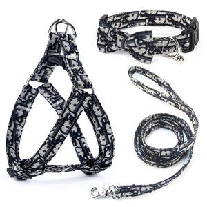 lot 20223 image: Dog Collar and Harness with Leash Set, Breathable Puppy Harnesses for Small Dogs, No Pull Easy Walking Pet Harness, Black, S - Retail $19