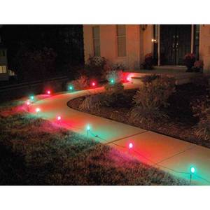 lot 20227 image: LumaBase Electric Pathway Lights with 10 Red and Green Bulbs - Retail $11