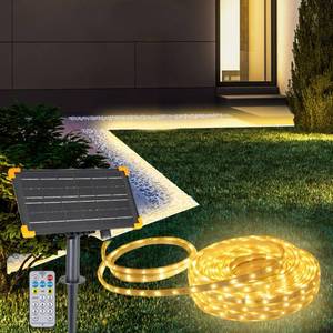 lot 20247 image: DBFAIRY 50Ft Solar LED Strip Lights Outdoor, Large Capacity Solar Powered Light Strip Auto OnOff with Remote Timer 8 Lighting Modes for Pathway Patio Pool Camping Decor, 2700K Warm White - Retail $37