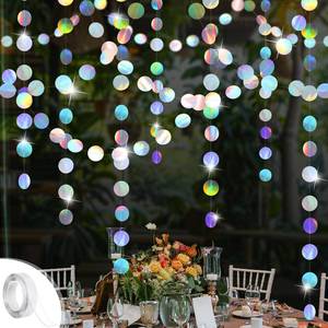 lot 20256 image: Iridescent Party Decorations,4 Pack Disco Theme Birthday Decorations with Tape,Hanging Streamer for Bachelorette Euphoria Party,Mermaid Birthday,Disco Party,Iridescent Decor - Retail $12