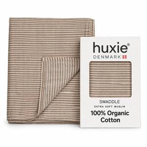 lot 20266 image: Huxie Baby Swaddle �� Organic Cotton Muslin Baby Swaddles for Newborns 47�� x 47�� (Natural Stripe) - Retail $18