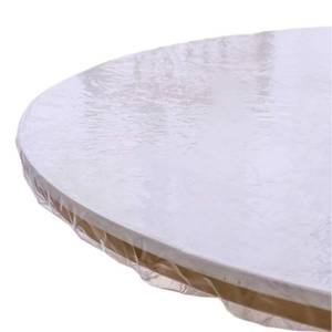 lot 20273 image: Walrus Clear Round Vinyl Fitted Tablecloth Waterproof Oilcloth Heavy Duty Elasticized Table Cover Elastic Edge Design Plastic Tablecloth Protector for Round Table - Retail $18