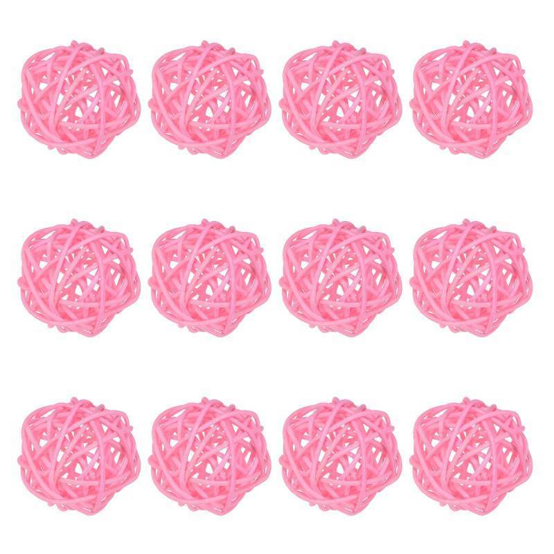 lot 16180 image: 12-Pack Wicker Rattan Balls 40mm1.6 Inch Decorative Rattan Balls Orbs Vase Fillers Bowl Fillers for ChristmasWeddingsThanksgivingDIY CraftsHome Decor Pink - Retail $10