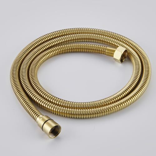 lot 16218 image: 59 Inch Stainless Steel Shower Hose, Brushed Gold - Retail $18