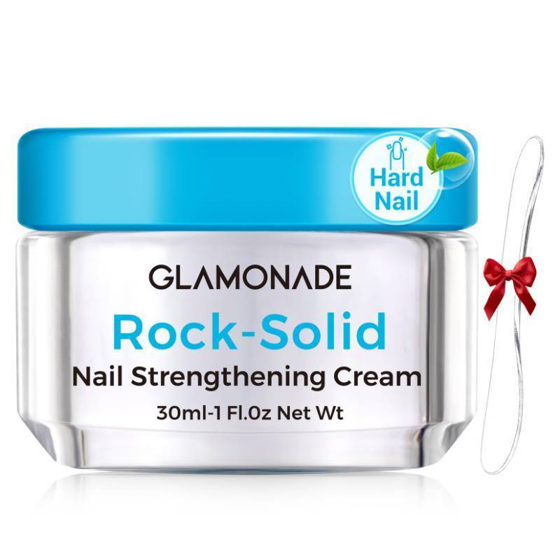 lot 16238 image: Glamonade Hard Nail Strengthening Cream Nail strengthener and Cuticle Treatment To Repair Damaged Thin Nails and Dry Cracked Skin&Grow Nails, Plant-Based Scent, 1 oz, Essential Nail Care - Retail $9