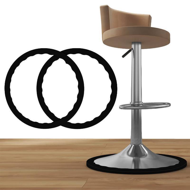 lot 62141 image: 2 Pack Bar Stools Leg Protectors Ring, Non Slip Silicone Chair Leg Floor Protector, Pads Bottom Protect Wooden Floor No Scratches No Noise Anti-Slip, Stretchable Fits 16.5 to 18.5 Chair Base, Black - Retail $17
