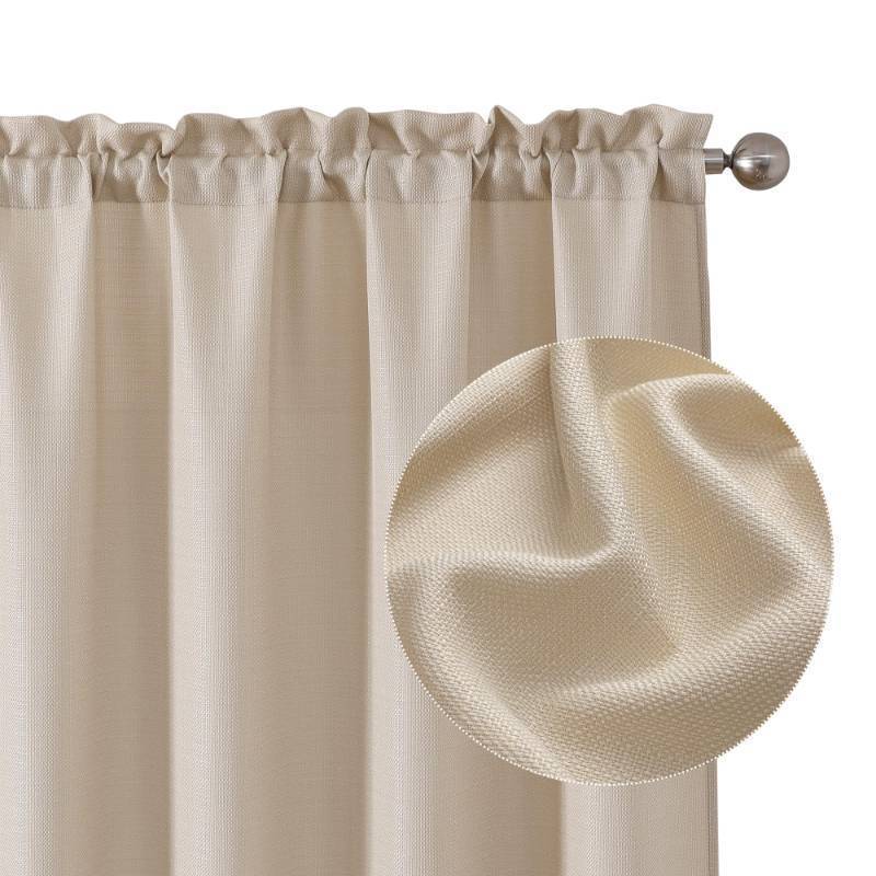 lot 71666 image: Light Filtering Curtains 84 Inch Length 2 Panels Set, Faux Linen Textured Soft Airy Privacy Farmhouse Curtain Drapes for Living Room Bedroom, Each 40Wx84L Inches, Linen Color - Retail $16