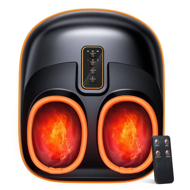 lot 26567 image: Foot Massager Machine with Heat, Upgrade 6 Airbags 29 Nodes Deep Rolling, Compression, Ankle Kneading, Shiatsu Foot Massager for Neuropathy Plantar Fasciitis, Gifts for Men Women Fits Up to 13 - Retail $120