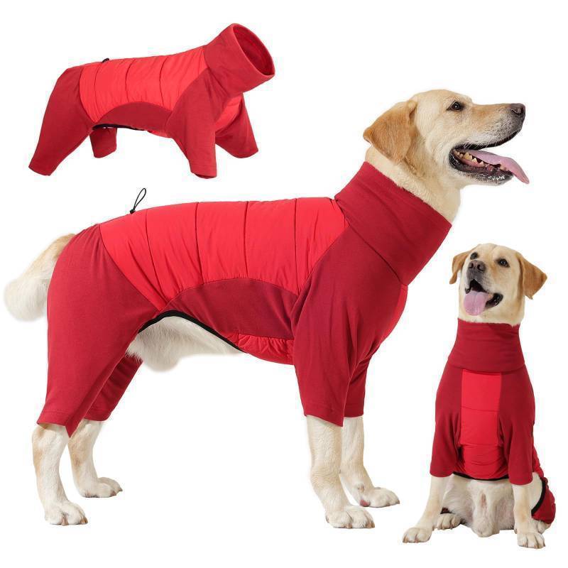 lot 25467 image: Dog Sweater Warm Fleece Pullover Winter Sweatshirt with Turtleneck Leash Opening Waterproof Back Four Leg Cozy Clothes for Medium Large and Small Dogs