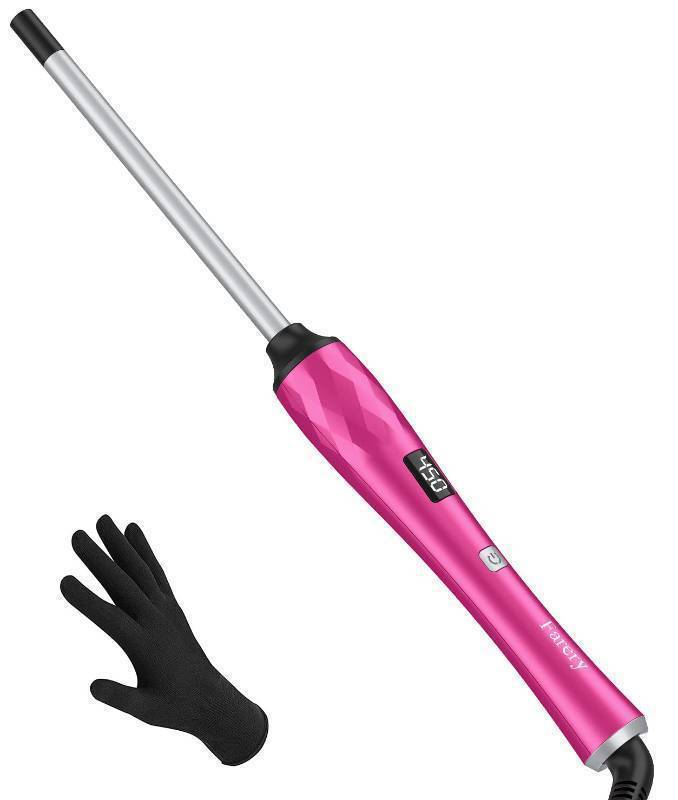 lot 25483 image: Small Curling Wand, 38 Inch Curling Iron for Short & Long Hair, Ceramic Small Barrel Curling Iron with Argan Oil & Keratin Infused, 30s Fast Heat Up, 12 Adjustable Temperature, Glove Included - Retail $19