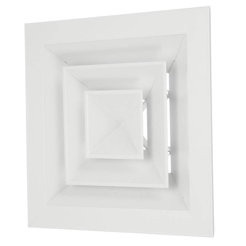 lot 25518 image: 5 x 5 Square Ceiling Diffuser, Aluminum Square Vent Cover HVAC Ceiling Diffuser for HVAC System Horizontal Flow Duct Industrial Home Office, White, 8 x 8 Ducting Opening Size - Retail $18