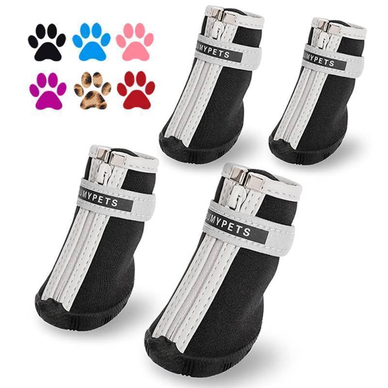 lot 72116 image: Dog Shoes for Small Dog, Puppy Dog Boots & Paw Protectors for Winter, Summer Hot Pavement, Waterproof in Rain Weather, Anti Slip Rubber Soles Black Size 1 - Retail $23