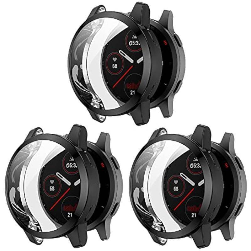 lot 25275 image: Screen Protector Case Compatible with Garmin Venu 2 & Vivoactive 4 Watch TPU Slim Case Cover Plating Metal Color Frame 3D Full Coverage Shell Protective for Venu 2 Watch (3pack-Black) - Retail $11