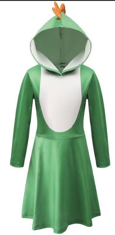 lot 44124 image: Green Turtle Yellow Dinosaur Monster Yoshi Dress, Kids 7 to 10.