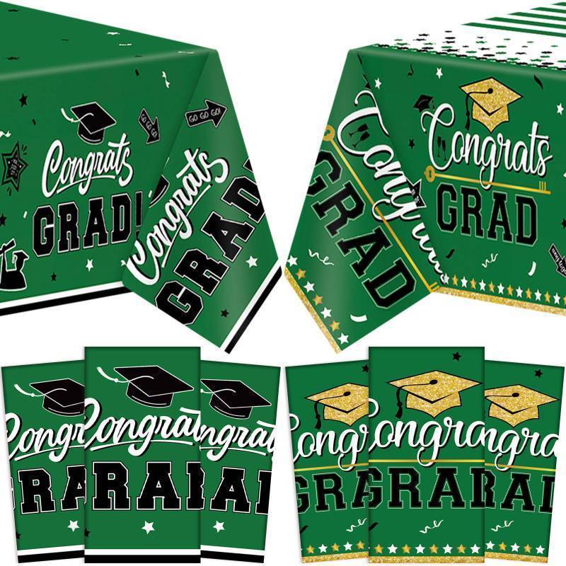 lot 61745 image: 6 Pcs 2025 Graduation Party Decorations Congrats Grad Tablecloths Class of 2025 Congrats Table Covers for Graduation Party Supplies Decor 54x108(Green)