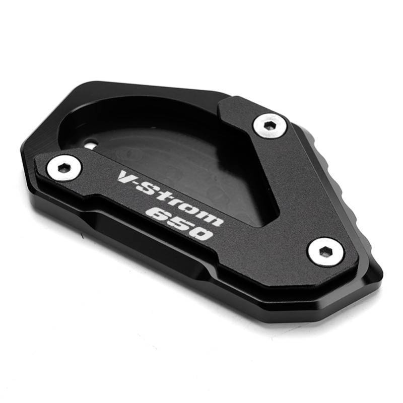 lot 54527 image: Compatible with VSTROM 650 V-STROM 650 XT 650XT DL650 2004-2023 2024 2025 CNC Motorcycle Kickstand Pad Support Plate Foot Side Stand Extension - Retail $20