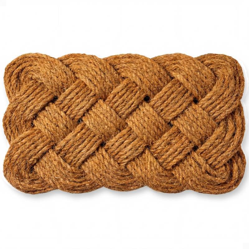 lot 36253 image: Door Mat Coir Doormat for Outdoor Entrance, Durable Welcome Mat, Perfect for Front Door and Entryway - OutdoorIndoor - Rope - Knot - 17 x 30 - Retail $30
