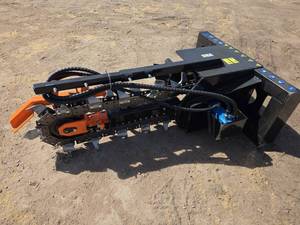 lot 4318 image: Mower King ECSSCT72 Skid Steer Trencher Attachment