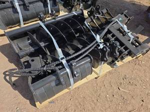 lot 4325 image: AGT Mini Excavator Attachment Set with Multiple Bucket and Tool Options