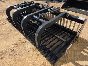 lot 4492 image: Heavy-Duty Skid Steer Rock Bucket with Grapple 84