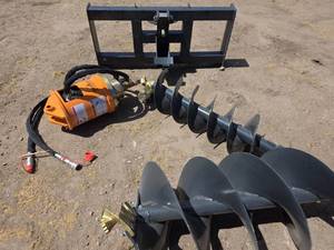 lot 4627 image: LandHonor Hydraulic Auger Drive and Bit Set SAD-12-23C w 12 & 18 Bits