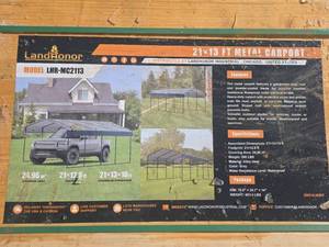 lot 4669 image: Landhonor 21x13ft Metal Carport Kit LHR-MC2113