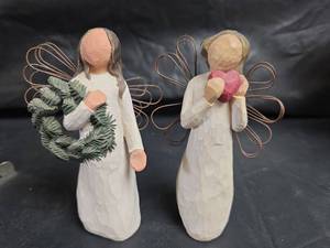 lot 365 image: Willow Tree Angel Figurines- Angel of Winter and Angel of the Heart