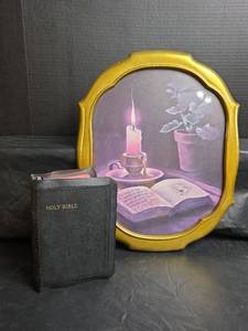 lot 382 image: Holy Bible American Standard Version with Helps and Religious Wall Art
