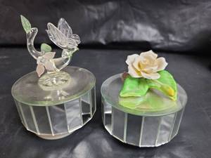 lot 394 image: Music Boxes with Floral Decorations Set of 2