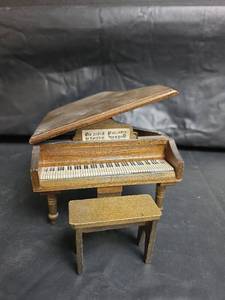 lot 396 image: Wooden Grand Piano Music Box with Bench
