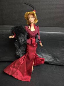 lot 400 image: Barbie Doll in Red Evening Gown with Fur Shawl