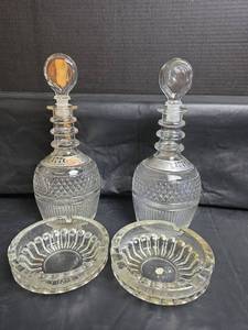 lot 421 image: Vintage Cut Glass Decanters with  Ashtrays
