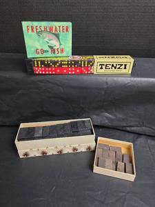 lot 463 image: Tenzi, Freshwater Go Fish, Double Nines and Double Six Dominoes