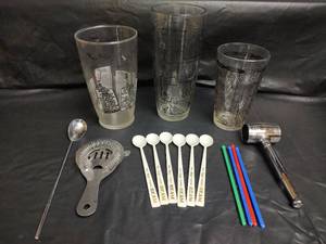 lot 509 image: Cocktail Mixing Set with Recipe Glasses