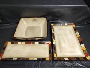 lot 510 image: Mosaic Tile Serving Tray Set with Square Bowl