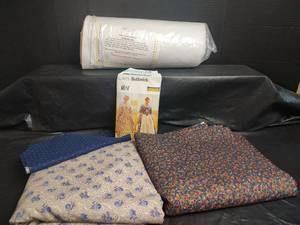 lot 527 image: Butterick Historical Dress Pattern 3071 with Coordinating Cotton Fabric Bundles and New Ironing Board Cover