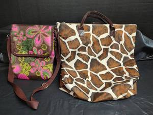 lot 541 image: Womens Animal Print Tote and Crossbody Bag