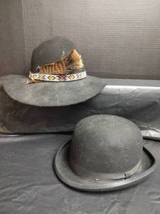 lot 547 image: Native American Style Hat with Beaded Band and Kenwood Wool Derby Hat