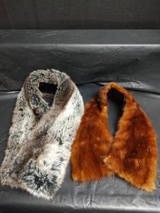 lot 548 image: Fur Stoles, Gray is Acrylic, Orange Fur Unknown