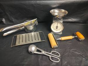 lot 575 image: Vintage Kitchen Utensils with Scale