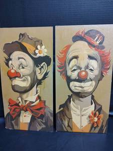 lot 586 image: Vintage Clown Paintings, 6 x 12