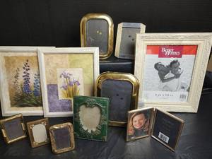 lot 587 image: Mixed Picture Frame Collection with Floral Artwork 9.5 x 11.5