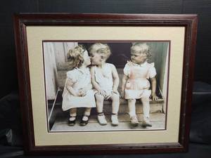 lot 589 image: Framed Children Picture 22.5 x 18.5