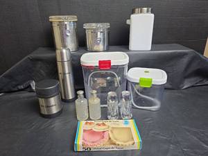 lot 658 image: Kitchen Storage Canisters, Shakers, and 2 Thermoses