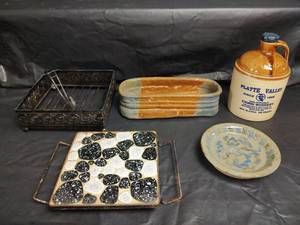 lot 696 image: Platte Valley Corn Whiskey Jug, Pottery, and More