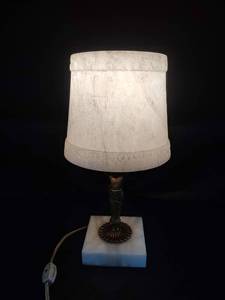 lot 707 image: Brass Table Lamp with Marble Shade